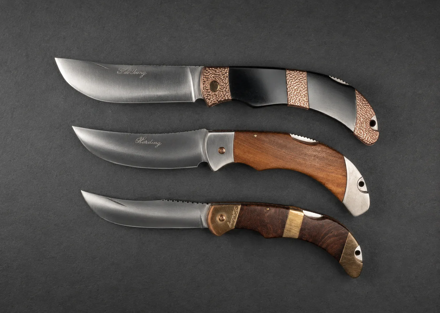 Handmade folding knives by Lloyd Harding