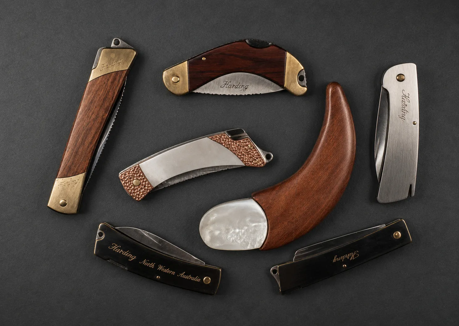 Handmade folding knives by Lloyd Harding
