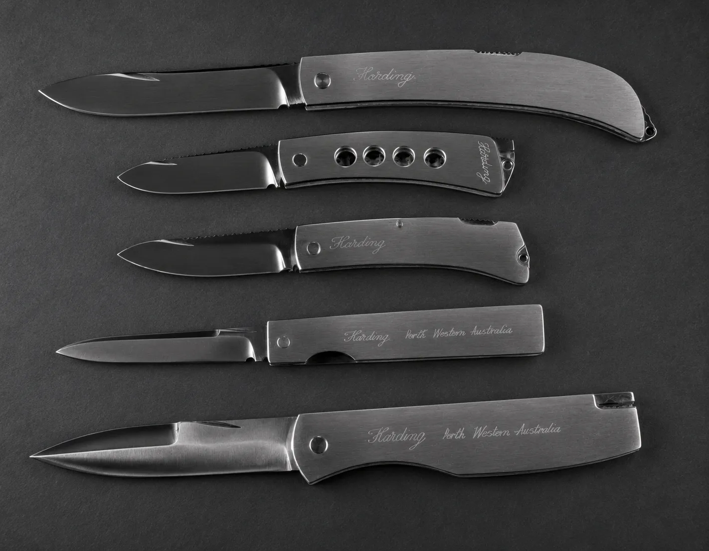 Handmade folding knives by Lloyd Harding