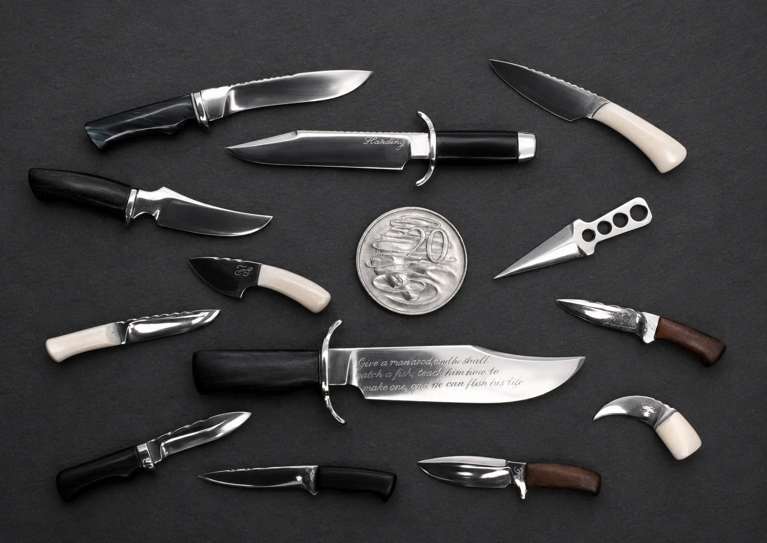 Handmade miniature knives by Lloyd Harding
