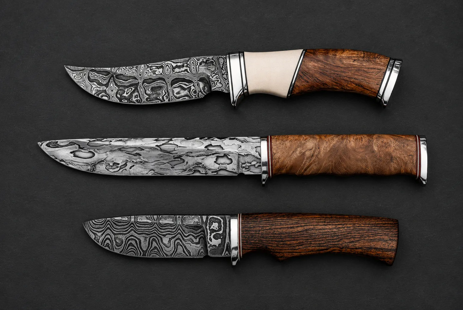 Handmade skinning knives by Lloyd Harding