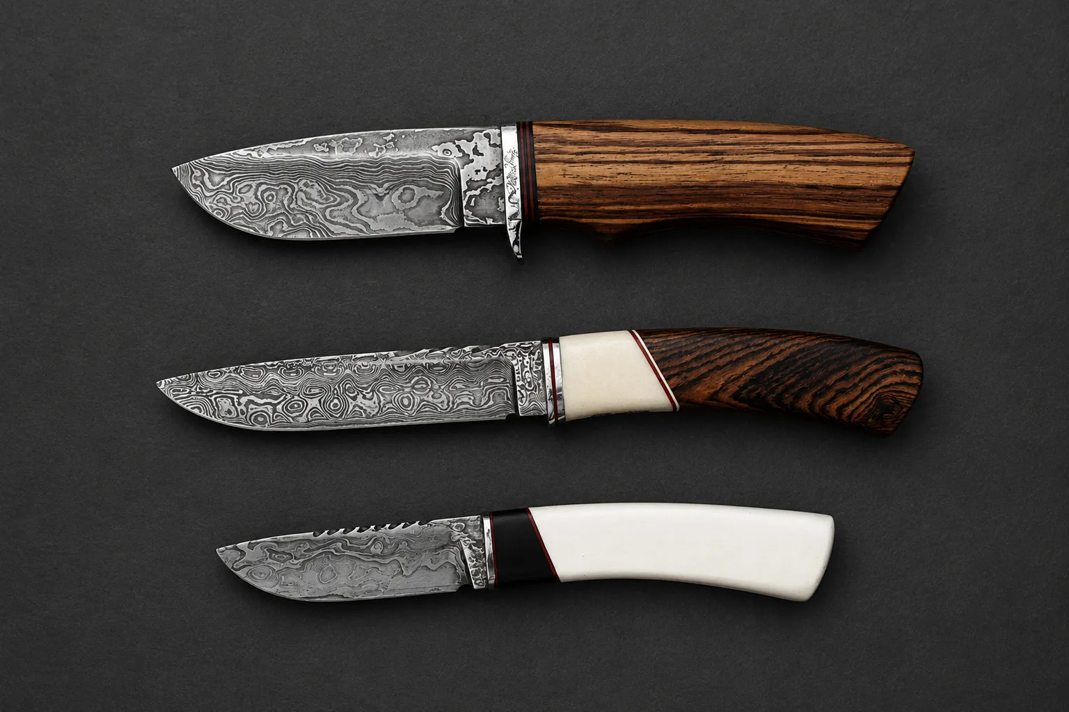 Handmade skinning knives by Lloyd Harding