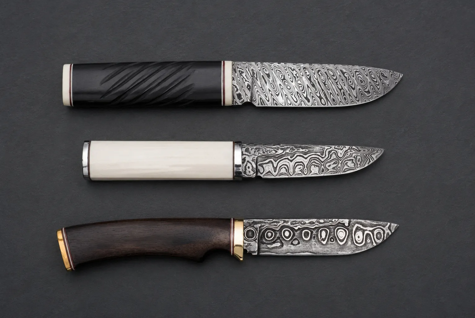 Handmade skinning knives by Lloyd Harding