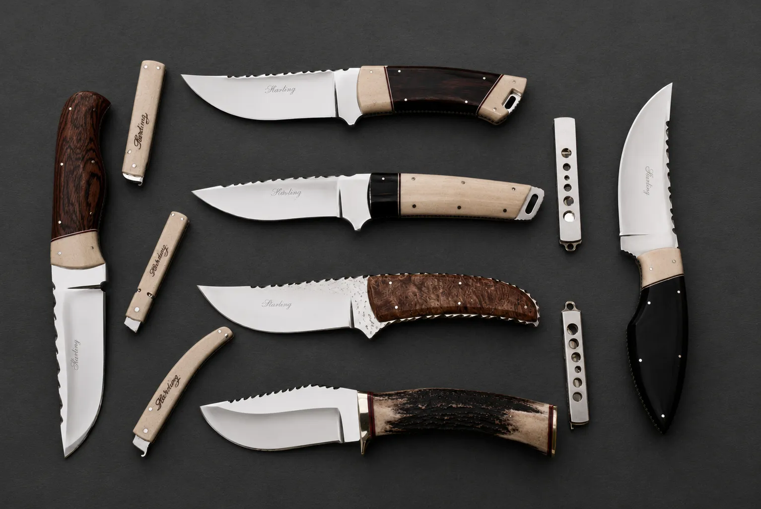 Handmade skinning knives by Lloyd Harding