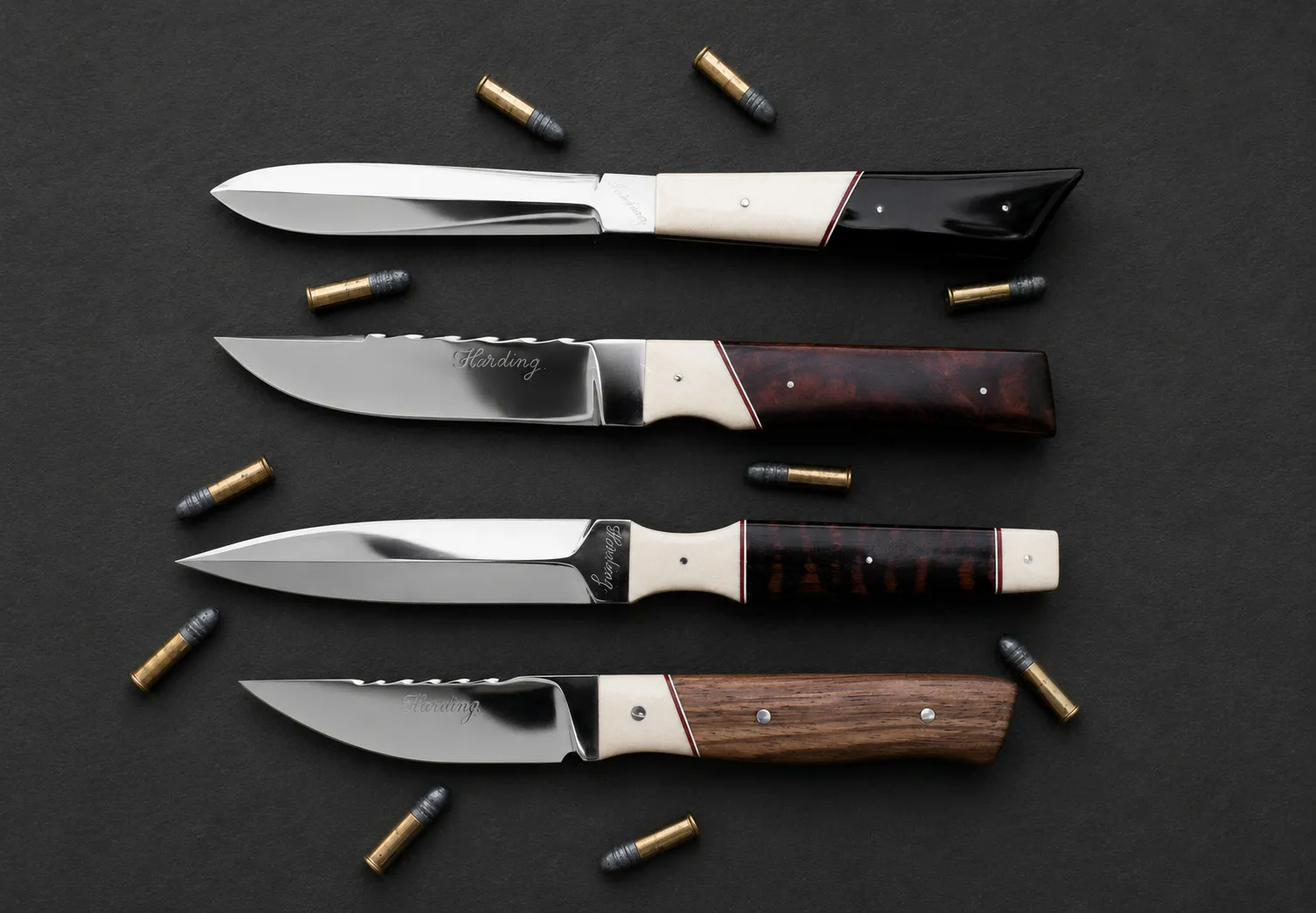 Handmade skinning knives by Lloyd Harding