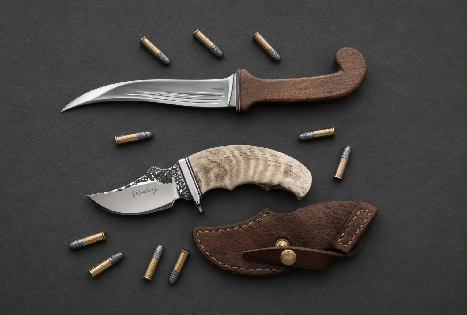 Handmade skinning knives by Lloyd Harding