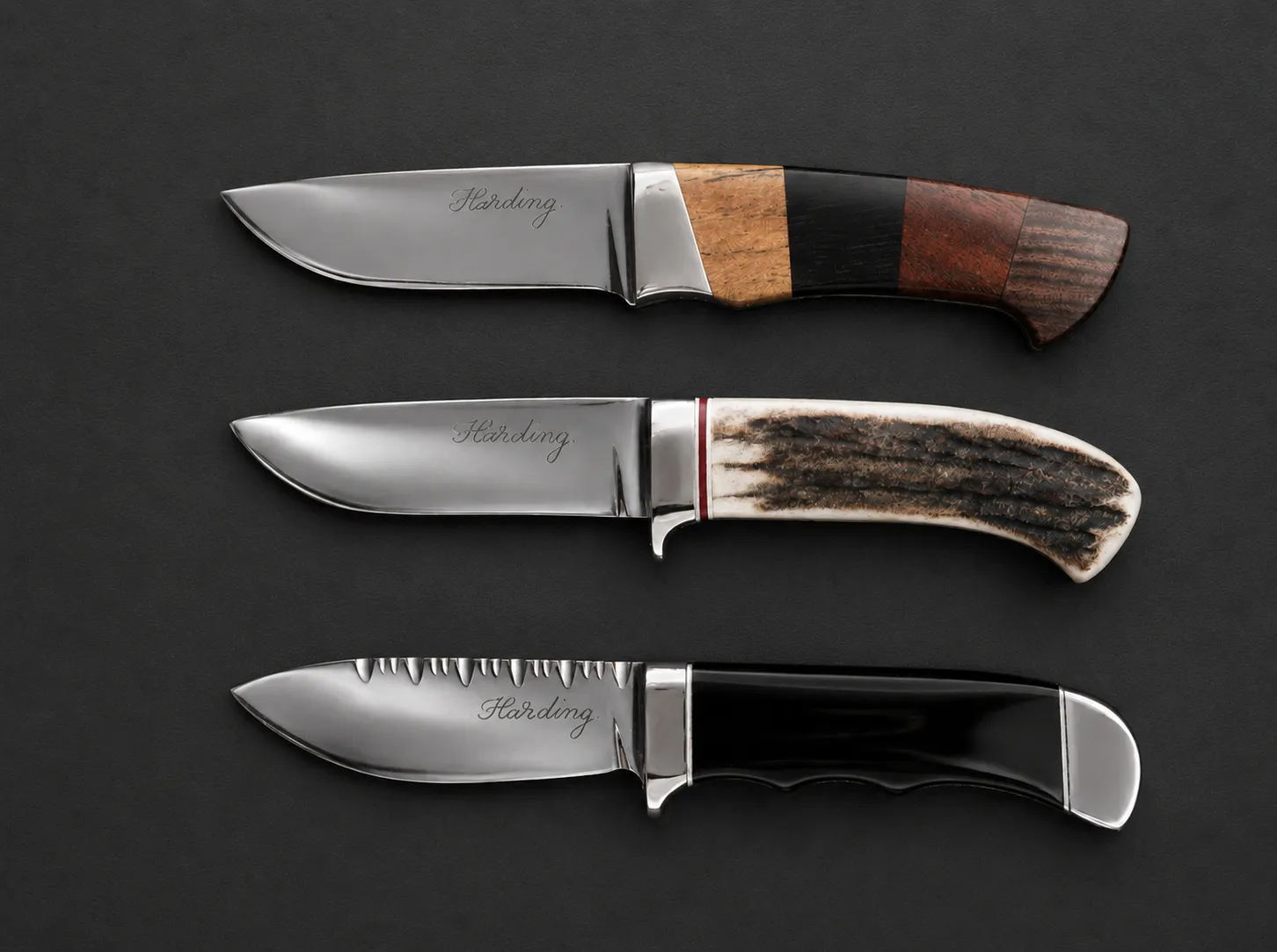 Handmade skinning knives by Lloyd Harding