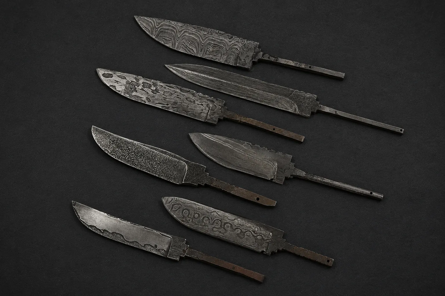 Handmade unfinished knives by Lloyd Harding